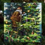 Vintage Christmas, Victorian Santa Claus with Tree Poster<br><div class="desc">Vintage illustration Merry Christmas holiday design featuring a page from the book Santa Claus and His Works. Published by McLoughlin Brothers in 1889. The story tells of Santa's work making toys for all the good little boys and girls around the world. This Victorian Era image shows old jolly Saint Nicholas...</div>