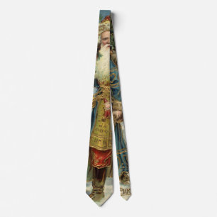 Vintage Christmas, Victorian Santa Claus with Tree Tie
