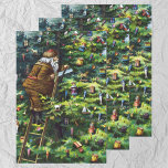 Vintage Christmas, Victorian Santa Claus with Tree Wrapping Paper Sheet<br><div class="desc">Vintage illustration Merry Christmas holiday design featuring a page from the book Santa Claus and His Works. Published by McLoughlin Brothers in 1889. The story tells of Santa's work making toys for all the good little boys and girls around the world. This Victorian Era image shows old jolly Saint Nicholas...</div>