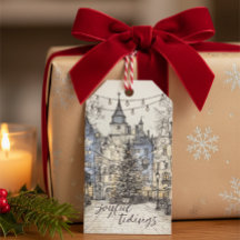 Vintage Christmas Village Gift Tag Cosy Christmas