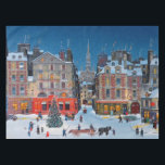 Vintage Christmas Village horse drawn cart Tablecloth<br><div class="desc">Vintage Christmas Village with horse drawn cart in a snowy landscape</div>