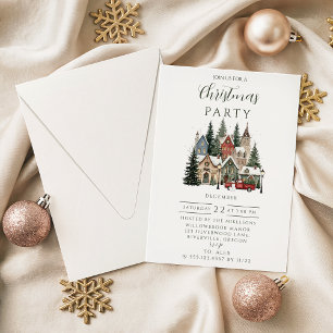 Vintage Christmas Village Invitation