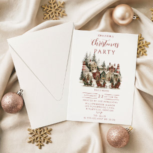 Vintage Christmas Village Party Invitation