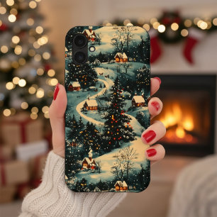 Vintage Christmas Village Pattern iPhone 16 Case