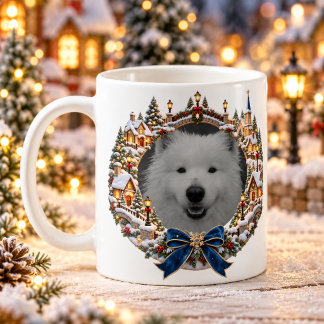 Vintage Christmas Village Personalised Pet Photo Coffee Mug