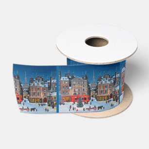 Vintage Christmas Village Satin Ribbon