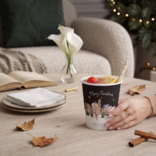 Vintage Christmas Village Snow Scene  Paper Cups