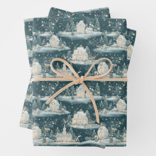 Vintage Christmas Village Wrapping Paper