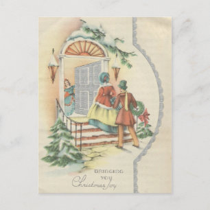 Vintage Christmas Visitors Holiday Postcard