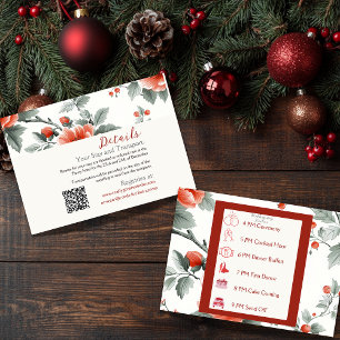 Vintage Christmas Wedding Details & Itinerary Enclosure Card