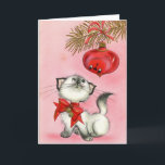 Vintage Christmas White Kitty Holiday Card<br><div class="desc">Vintage Christmas White Kitty</div>