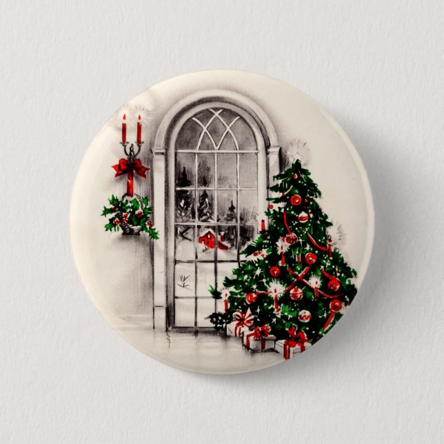 Vintage Christmas Window Button (Front)
