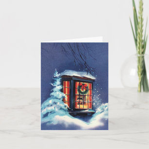 Vintage Christmas Window in Blue Card
