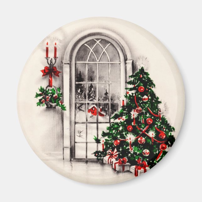 Vintage Christmas Window Magnet (Front)