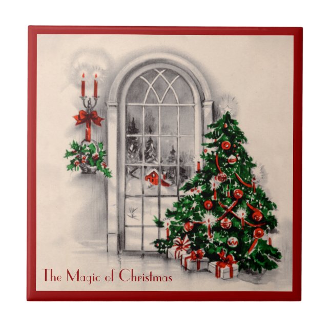 Vintage Christmas Window Tile (Front)