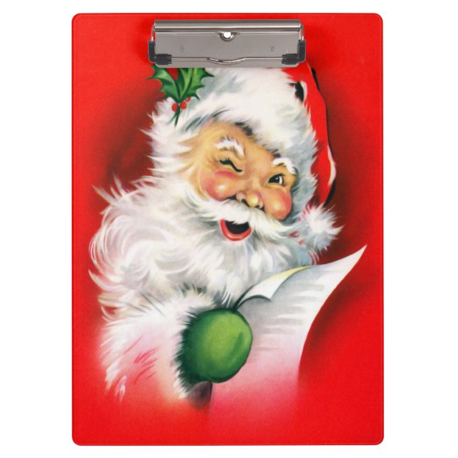 Vintage Christmas Winking Santa Clipboard (Front)