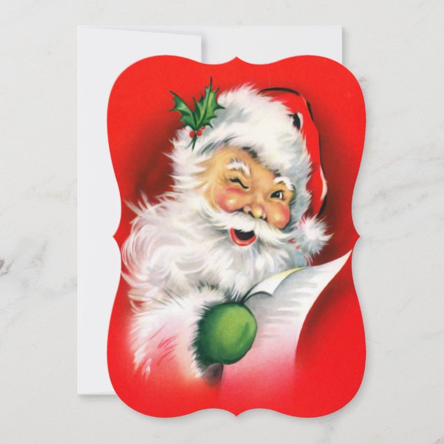 Vintage Christmas Winking Santa Invitation (Front)