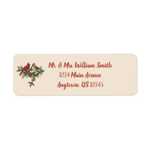 Vintage Christmas Winter Birds Return Address Label