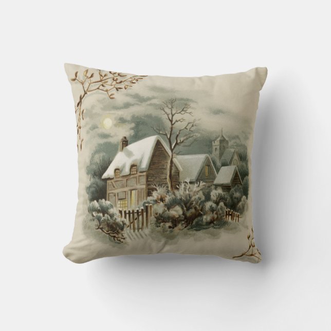 Vintage Christmas Winter Country Pillow (Front)