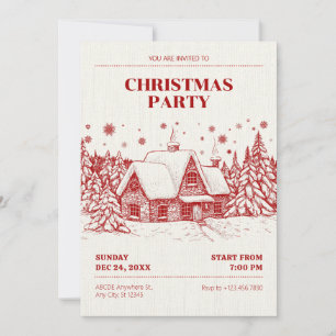 Vintage Christmas winter house  Invitation