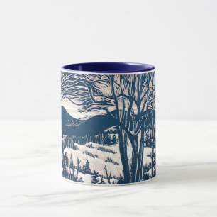 Vintage Christmas, Winter Mountain Landscape Mug