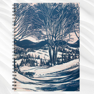 Vintage Christmas, Winter Mountain Landscape Notebook