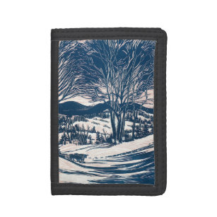 Vintage Christmas, Winter Mountain Landscape Tri-fold Wallet