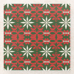 Vintage Christmas/winter patterned Glass Coaster