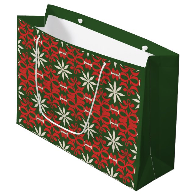 Vintage Christmas/winter patterned  Large Gift Bag (Front Angled)