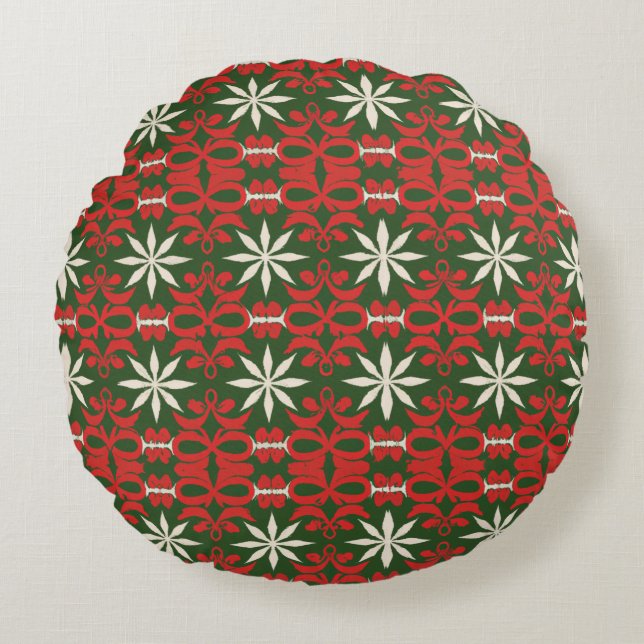 Vintage Christmas/winter patterned  Round Cushion (Front)
