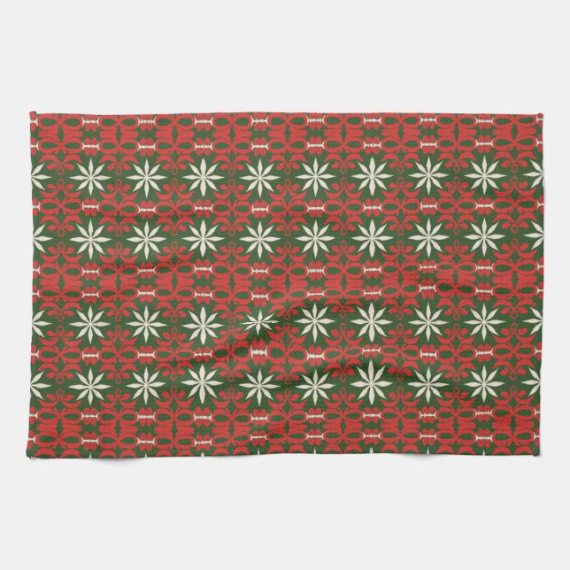 Vintage Christmas/winter patterned  Tea Towel (Horizontal)