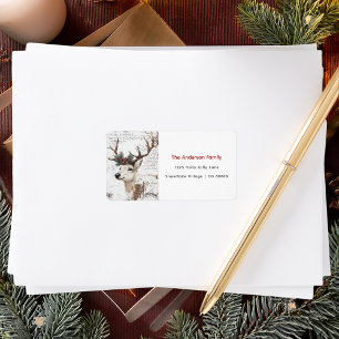 Vintage Christmas Winter Reindeer Address Label