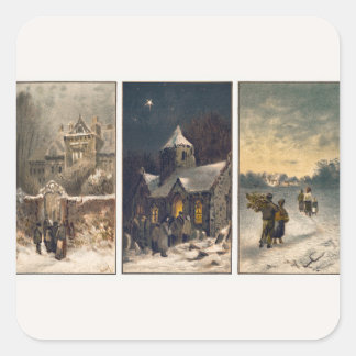 Vintage Christmas Winter Scenes (1865–1899) Square Sticker