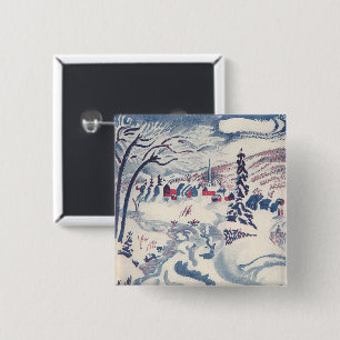Vintage Christmas, Winter Village Snowscape Snow 15 Cm Square Badge