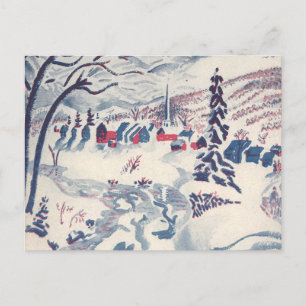 Vintage Christmas, Winter Village Snowscape Snow Holiday Postcard