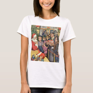 Vintage Christmas Wish, Boy on Santa Claus Lap T-Shirt