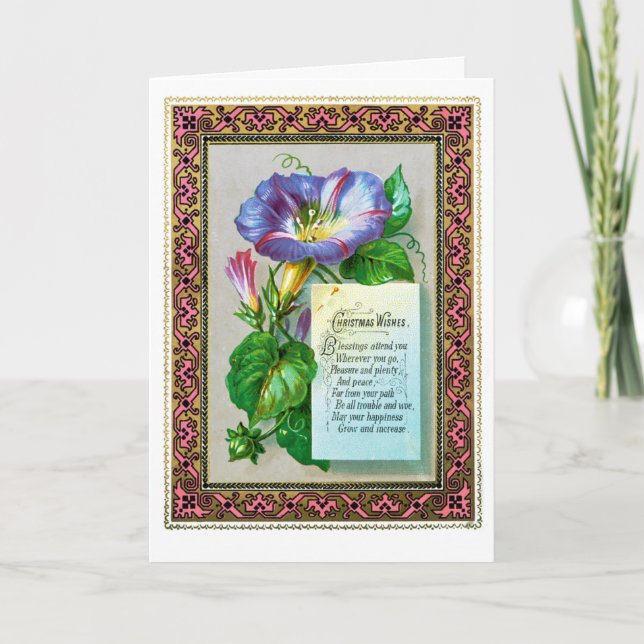 Vintage Christmas Wishes Holiday Card (Front)