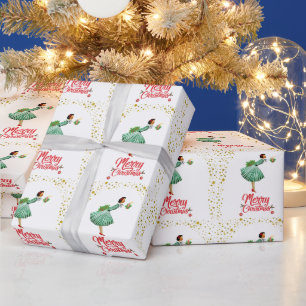 Vintage Christmas Woman blowing out a candle Wrapping Paper