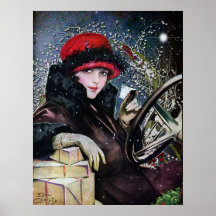 Vintage Christmas Woman Poster