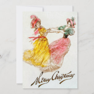 Vintage Christmas Women Dancing (1900) Holiday Card