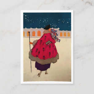Vintage Christmas Women with Flowers Business Card