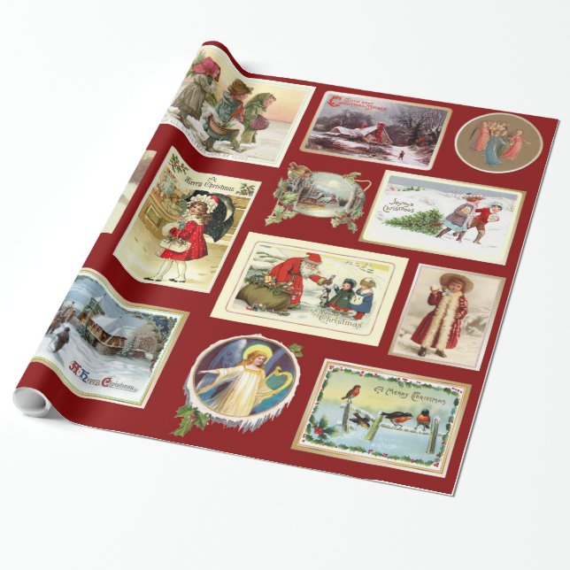 Vintage Christmas Wrapping Paper (Unrolled)