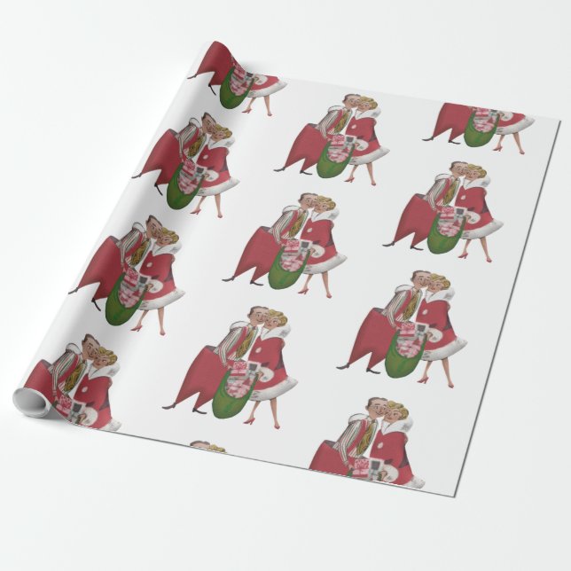 Vintage Christmas Wrapping Paper (Unrolled)