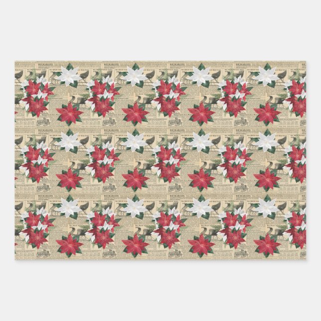 Vintage Christmas Wrapping Paper Set of Three (Front)