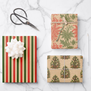 Vintage Christmas Wrapping Paper Sheet