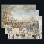 Vintage Christmas Wrapping Paper WINTER ICE FAIR<br><div class="desc">3 x original vintage festive Winter theme fine art sheets of Christmas wrapping paper - WINTER ICE FAIR ON THE FROZEN RIVER. TOP [Image 1]: Winter in Holland, Skating Scene - Aert van der Neer (1645). MIDDLE [Image 2]: Winter Games on the Frozen River Ijssel - Hendrick Avercamp (c. 1626)....</div>