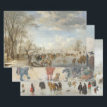 Vintage Christmas Wrapping Paper WINTER ICE FAIR<br><div class="desc">3 x original vintage festive Winter theme fine art sheets of Christmas wrapping paper - WINTER ICE FAIR ON THE FROZEN RIVER. TOP [Image 1]: Winter in Holland, Skating Scene - Aert van der Neer (1645). MIDDLE [Image 2]: Winter Games on the Frozen River Ijssel - Hendrick Avercamp (c. 1626)....</div>