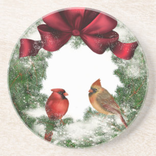 Vintage Christmas Wreath Coaster