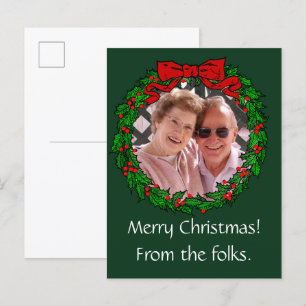 Vintage Christmas Wreath Frame and Your Photo  Postcard