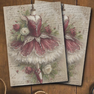 Vintage ChristmasFloral  Ballerina Decoupage Tissue Paper
